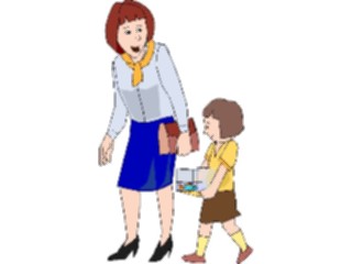 Sticker Custom Preview Image #099365 People Cartoons Mother Daughterwith Fish