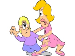 Sticker Custom Preview Image #099366 People Cartoons Mother Dragging Son