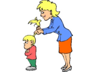 Sticker Custom Preview Image #099369 People Cartoons Mother Fixing Girls Hair