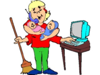 Sticker Custom Preview Image #099375 People Cartoons Mother Multi Tasking