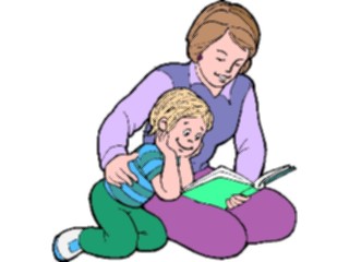 Sticker Custom Preview Image #099377 People Cartoons Mother Readingto Boy