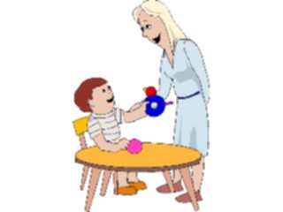 Sticker Custom Preview Image #099386 People Cartoons Mother Son Playing