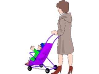 Sticker Custom Preview Image #099387 People Cartoons Mother Stroller1