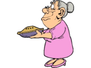 Sticker Custom Preview Image #099453 People Cartoons Old Womanwith Pie