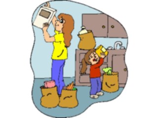 Sticker Custom Preview Image #099555 People Cartoons Putting Groceries Away