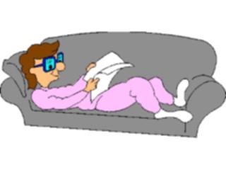 Sticker Custom Preview Image #099570 People Cartoons Readingon Couch