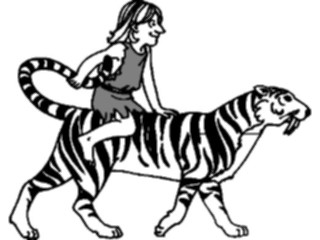 Sticker Custom Preview Image #099592 People Cartoons Riding Tiger