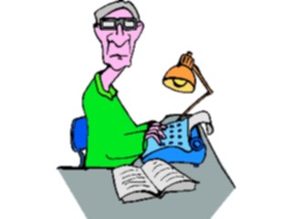 Sticker Custom Preview Image #099627 People Cartoons Senior Typing