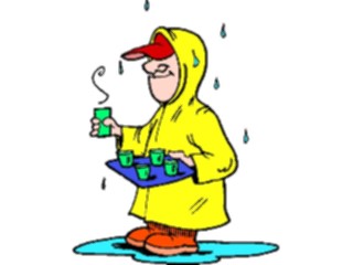 Sticker Custom Preview Image #099630 People Cartoons Serving Coffeein Rain