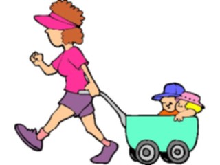 Sticker Custom Preview Image #099754 People Cartoons Taking Kidsfor Walk