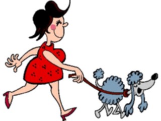 Sticker Custom Preview Image #099811 People Cartoons Walkingthe Poodle