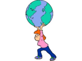 Sticker Custom Preview Image #099907 People Cartoons Woman Holding World