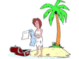 Sticker Custom Preview Image #099927 People Cartoons Womanon Deserted Island