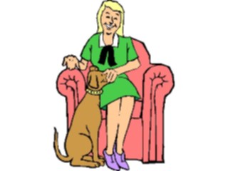 Sticker Custom Preview Image #099928 People Cartoons Woman Petting Dog