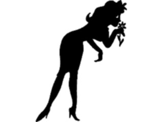 Sticker Custom Preview Image #099951 People Cartoons Woman Smelling Flower