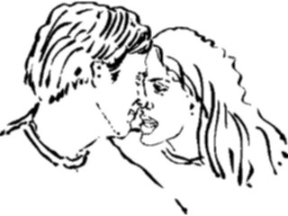 Sticker Custom Preview Image #102043 People Line Art Couple Kissing2