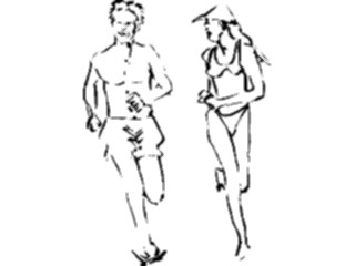 Sticker Custom Preview Image #102045 People Line Art Couple Running