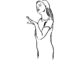 Sticker Custom Preview Image #102278 People Line Art Woman Admiring Nails