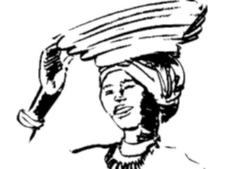 Sticker Custom Preview Image #102280 People Line Art Woman Carrying Bowl