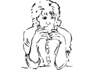 Sticker Custom Preview Image #102282 People Line Art Woman Drinking Coffee