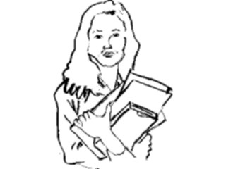 Sticker Custom Preview Image #102284 People Line Art Woman Holding Books