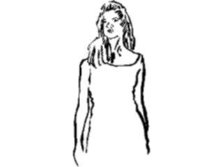 Sticker Custom Preview Image #102287 People Line Art Womanin Dress1