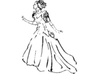 Sticker Custom Preview Image #102292 People Line Art Womanin Evening Gown4