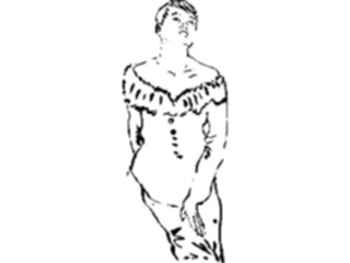 Sticker Custom Preview Image #102293 People Line Art Womanin Evening Gown5