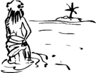 Sticker Custom Preview Image #102331 People Line Art Woman Standingin Ocean