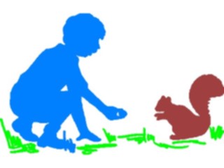 Sticker Custom Preview Image #102355 People Silhouettes Boy Feeding Squirrel