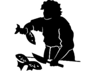 Sticker Custom Preview Image #102805 People Silhouettes Woman Preparing Fish