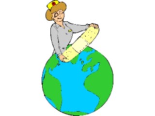 Sticker Custom Preview Image #106608 Public Issues Nurse Bandaging Earth