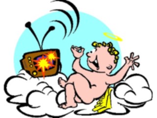 Sticker Custom Preview Image #107689 Religion Angel Cartoons Cherub Watching Television