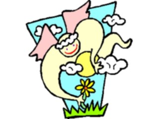 Sticker Custom Preview Image #107803 Religion Angel Cartoons Picking Flower