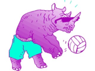 Sticker Custom Preview Image #121436 Sports Cartoons Volleyball Rhino