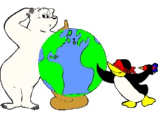 Sticker Custom Preview Image #132069 Travel Leisure Vacations Bear Penguinwith Globe