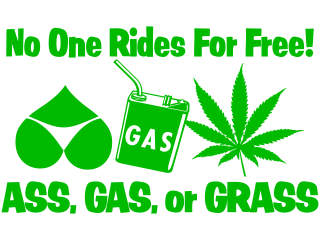  Ass Gas Weed Free Ride Decal Proportional