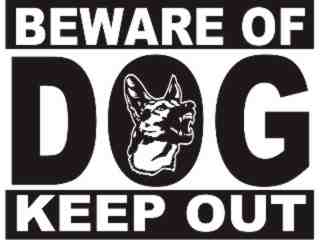  Beware Of Dog Sign Decal Proportional