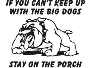  Bulldog Stay On Porch Decal Proportional