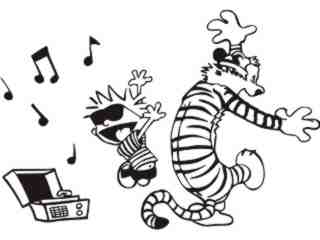  Calvin Hobbes Dancin Decal Proportional