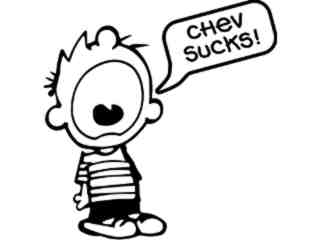  Calvin Scream Chevy Sucks Decal Proportional
