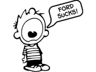  Calvin Scream Ford Sucks Decal Proportional