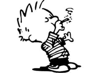  Calvin Smoking Weed Decal Proportional