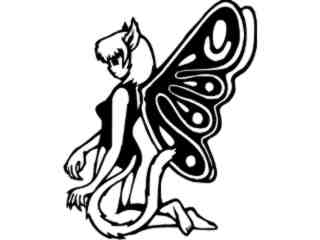  Cat Butterfly Girl Decal Proportional