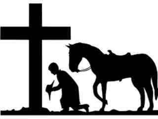  Cowboy Praying Decal Proportional