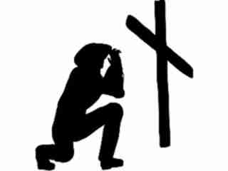  Cowboy Praying Alone Decal Proportional