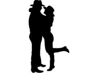  Cowboyand Girl Kissing Decal Proportional