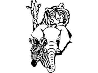  Elephant Tiger Zebra Giraffe Decal Proportional