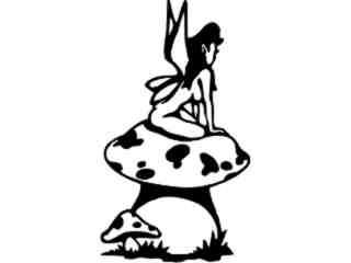  Fairy Sitting Mushroom Decal Proportional