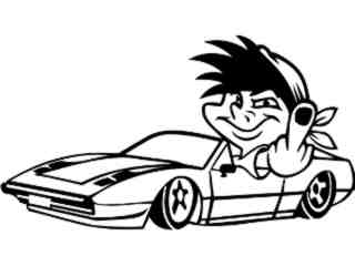  Finger Boy Sports Car Decal Proportional